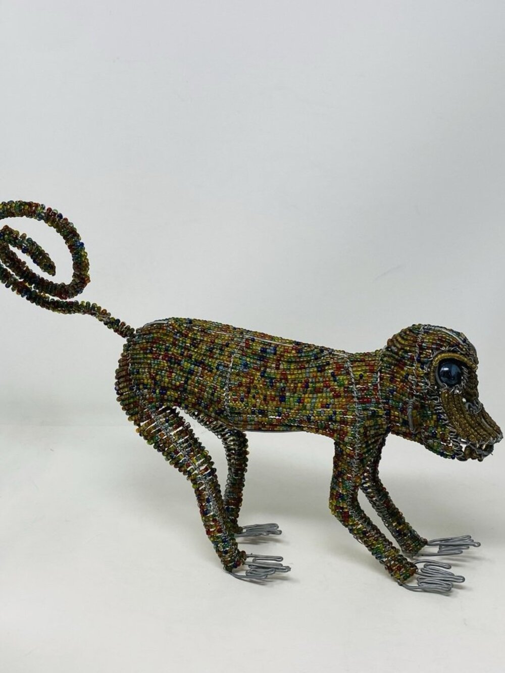 Beadworx Creations Colorful Beaded Monkey Sculpture Beads & Wire 11x9”